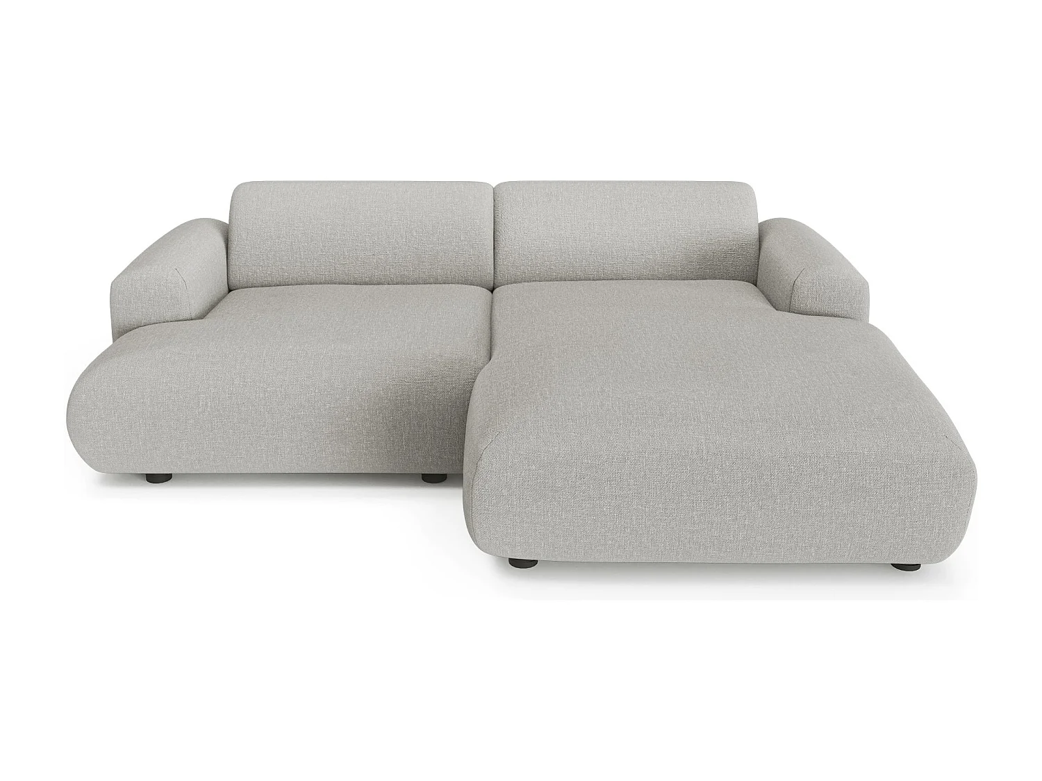 Canapé d'angle droit 4 places MYRA en tissu tramé gris clair