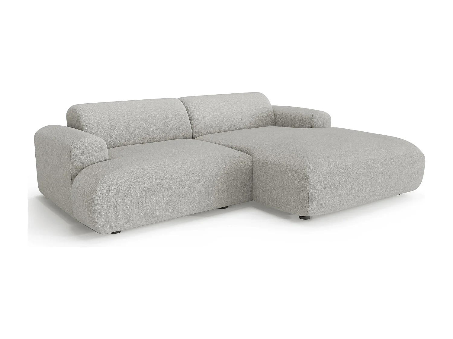 Canapé d'angle droit 4 places MYRA en tissu tramé gris clair