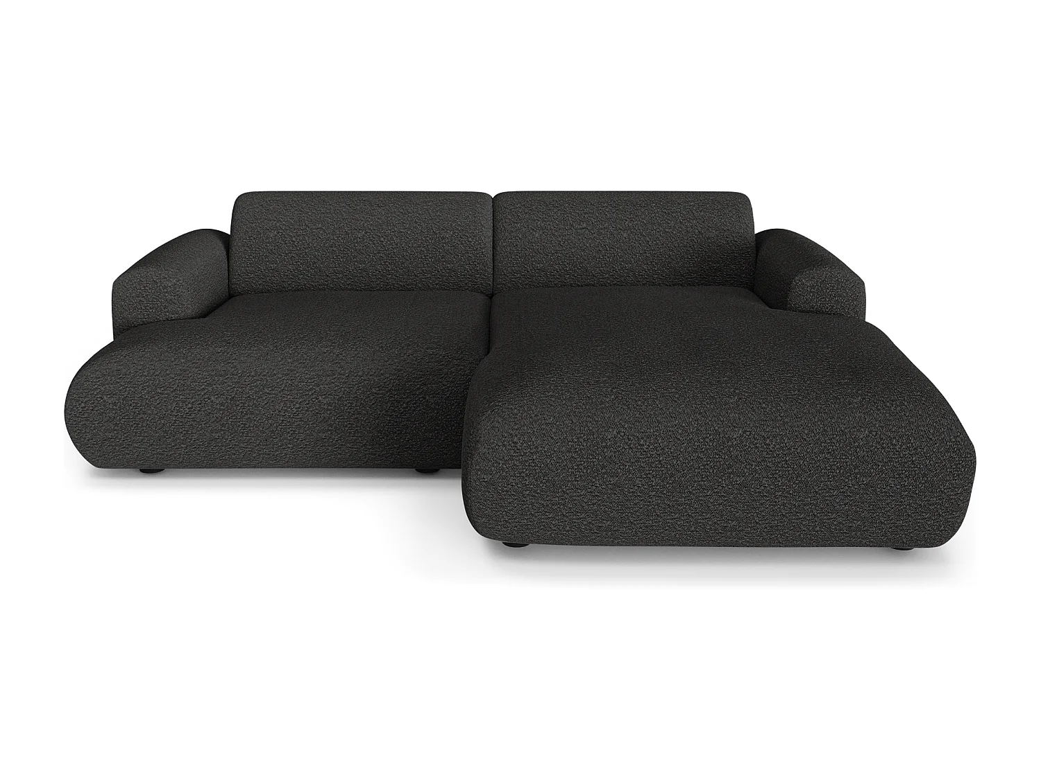 Canapé d'angle droit 4 places bouclette anthracite foncé 266cm MYRA