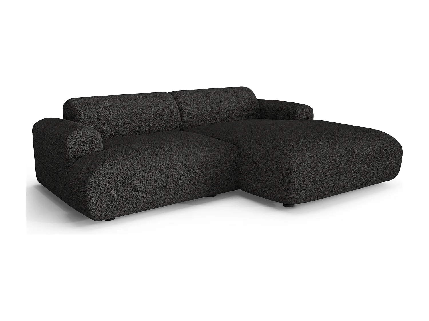 Canapé d'angle droit 4 places bouclette anthracite foncé 266cm MYRA