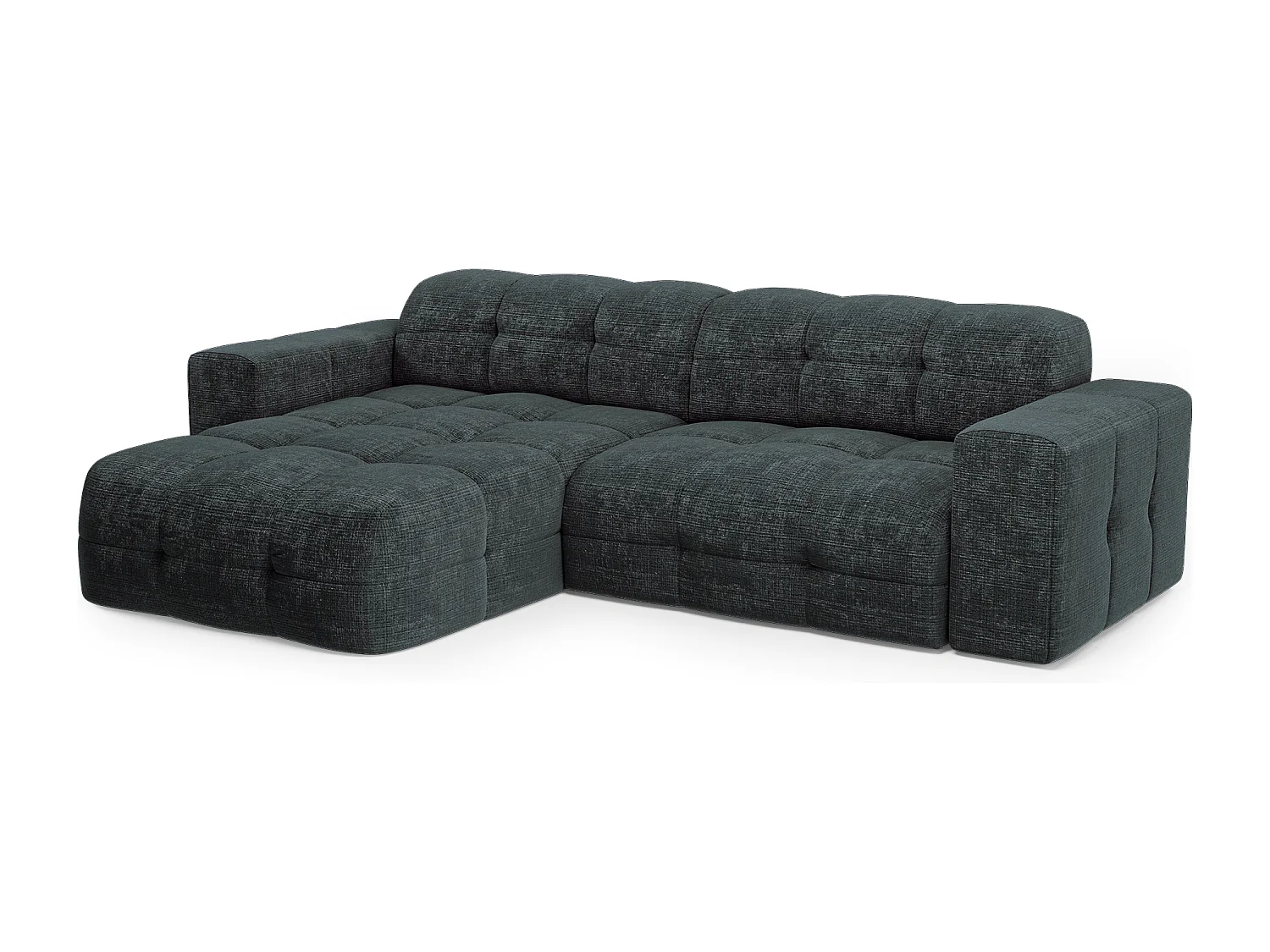 Canapé d'angle gauche 5 places velours gaufré gris anthracite MAEL