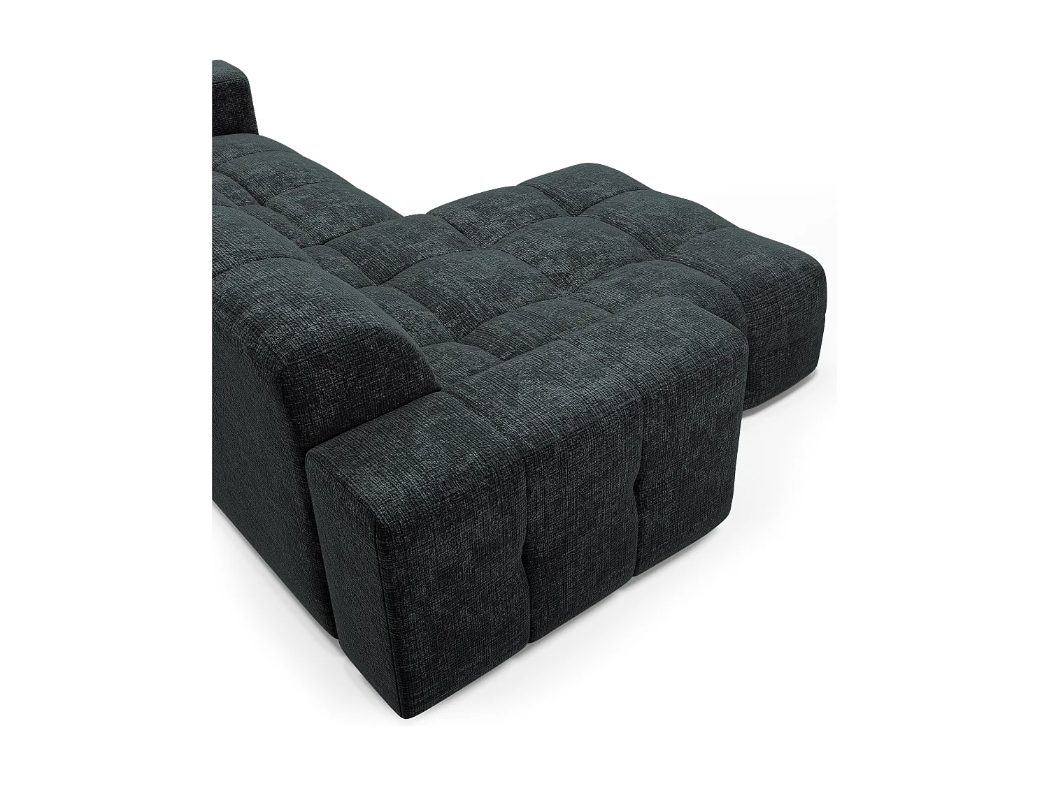 Canapé d'angle gauche 5 places velours gaufré gris anthracite MAEL