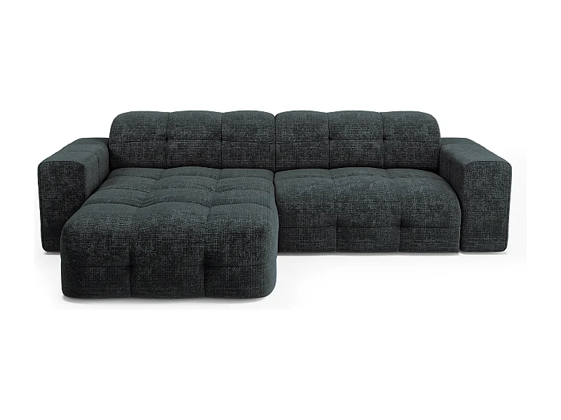 Canapé d'angle gauche 5 places velours gaufré gris anthracite MAEL