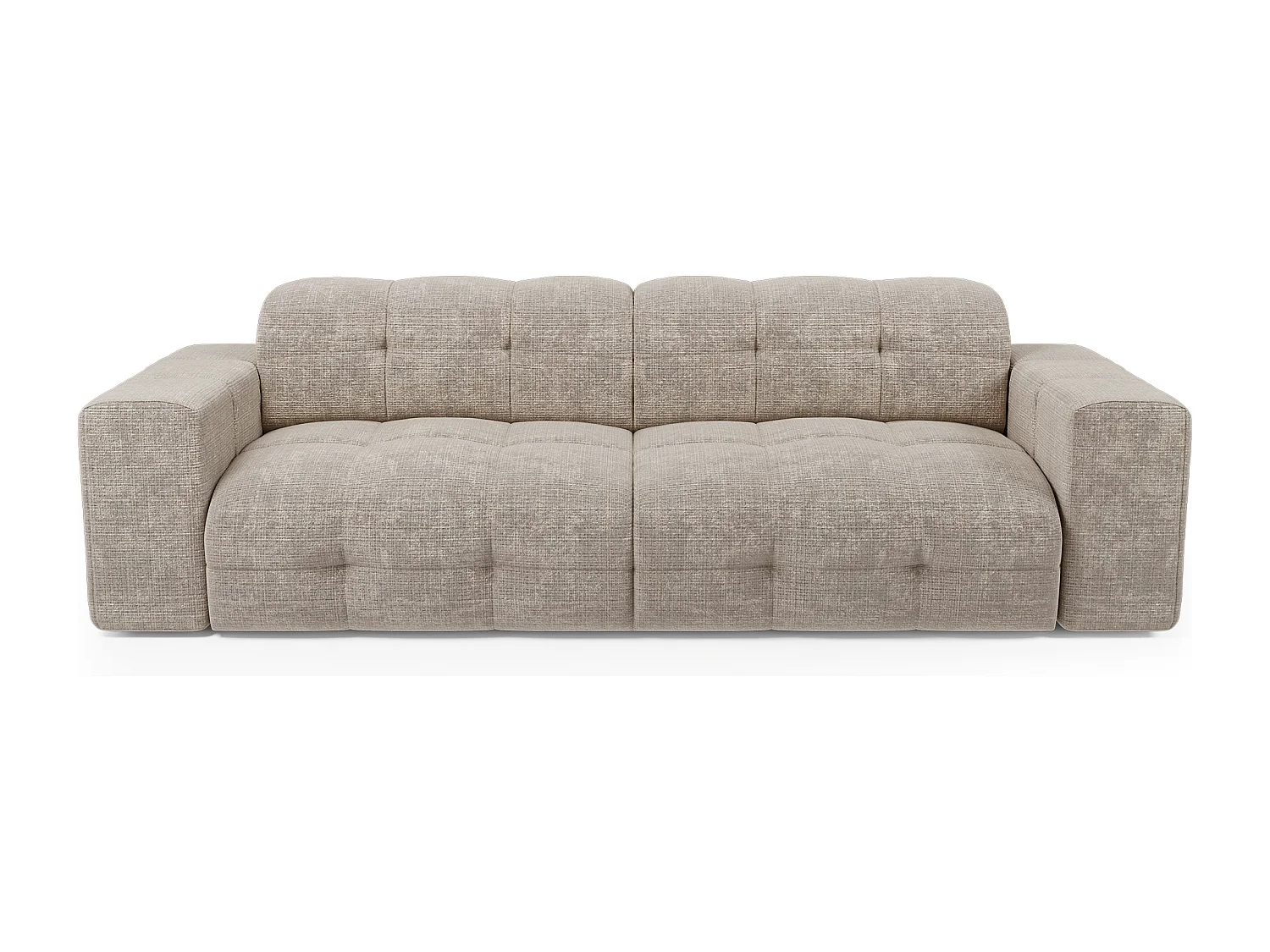 Canapé 4 places velours gaufré beige MAEL