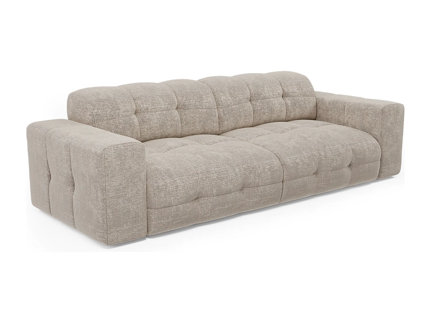 Canapé 4 places velours gaufré beige MAEL