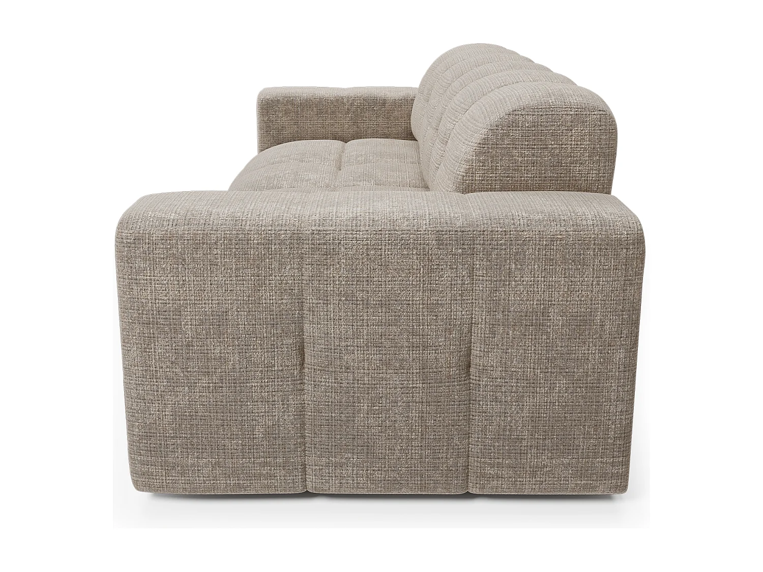 Canapé 4 places velours gaufré beige MAEL