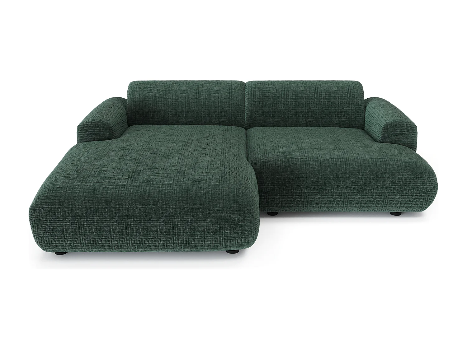 Canapé d'angle gauche 4 places velours à motifs vert émeraude 266cm MYRA