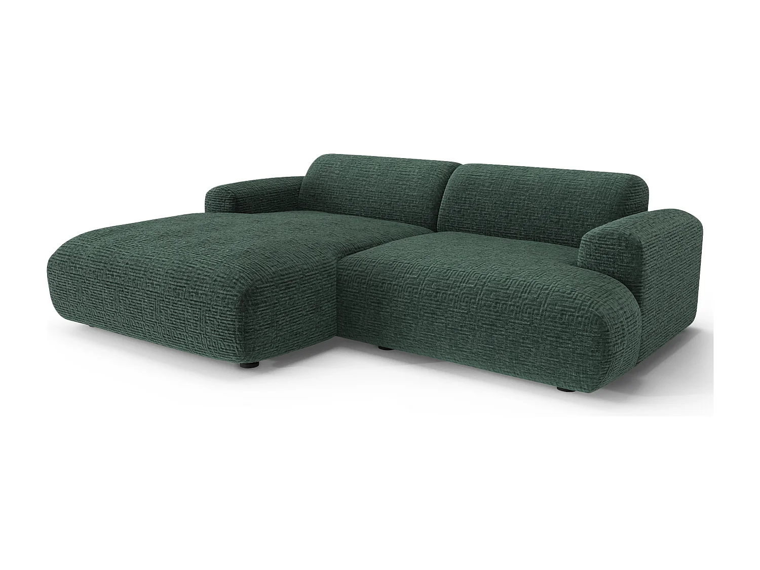 Canapé d'angle gauche 4 places velours à motifs vert émeraude 266cm MYRA