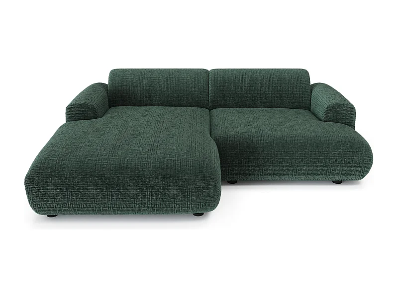 Canapé d'angle gauche 4 places velours à motifs vert émeraude 266cm MYRA