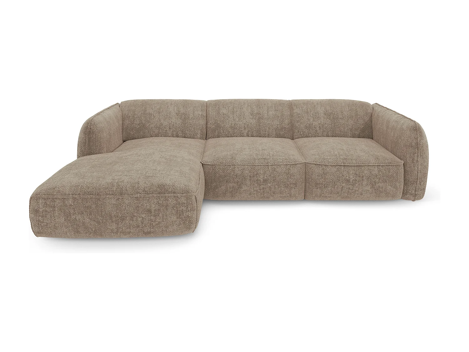 Canapé d'angle gauche velours tramé taupe LIVIA