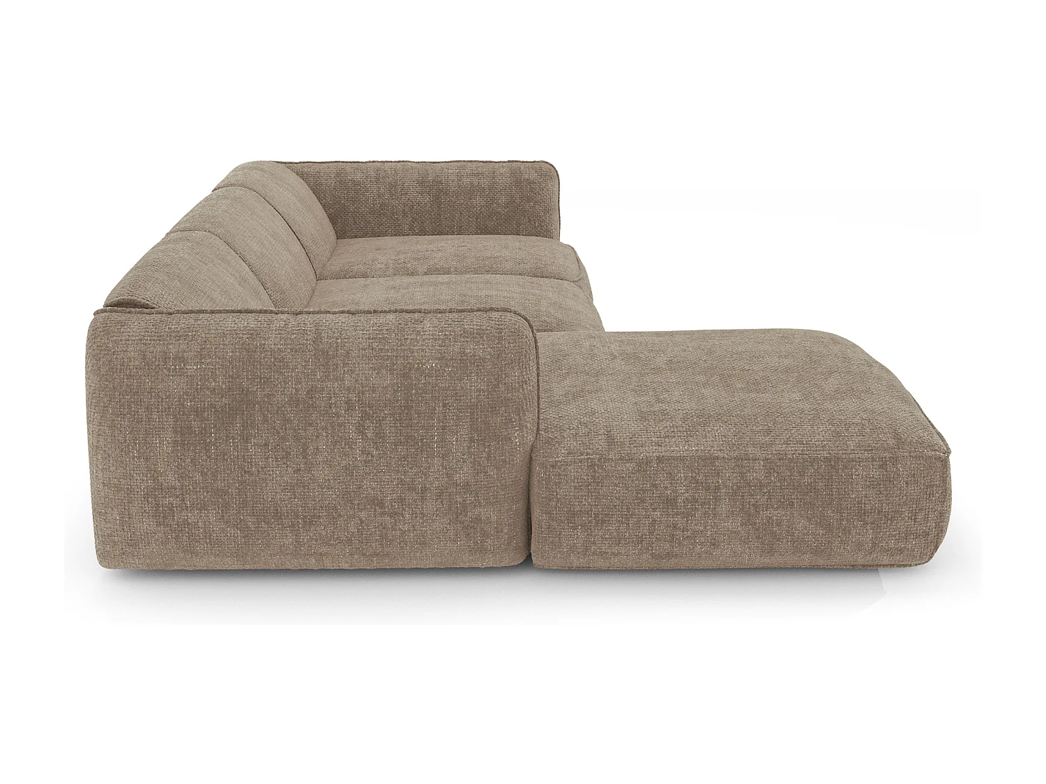 Canapé d'angle gauche velours tramé taupe LIVIA