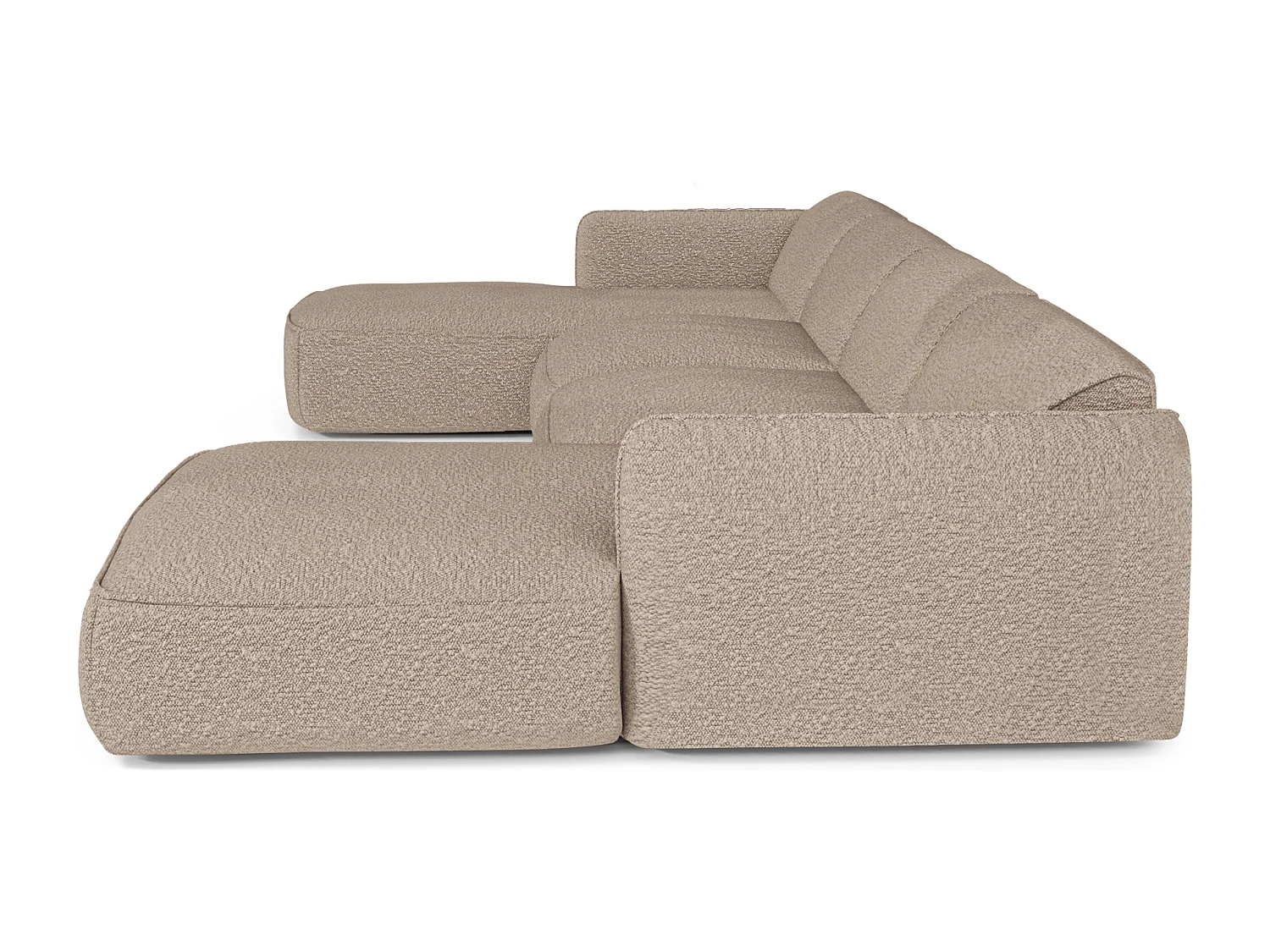 Canapé panoramique 7 places bouclette taupe  LIVIA