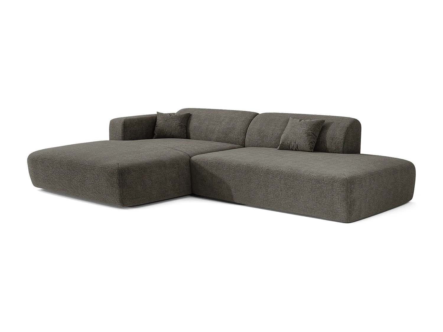 Canapé angle gauche ouvert velours à motifs gris 5 places MYRA