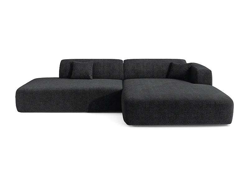 Canapé angle droit ouvert velours à motifs anthracite foncé 5 places MYRA