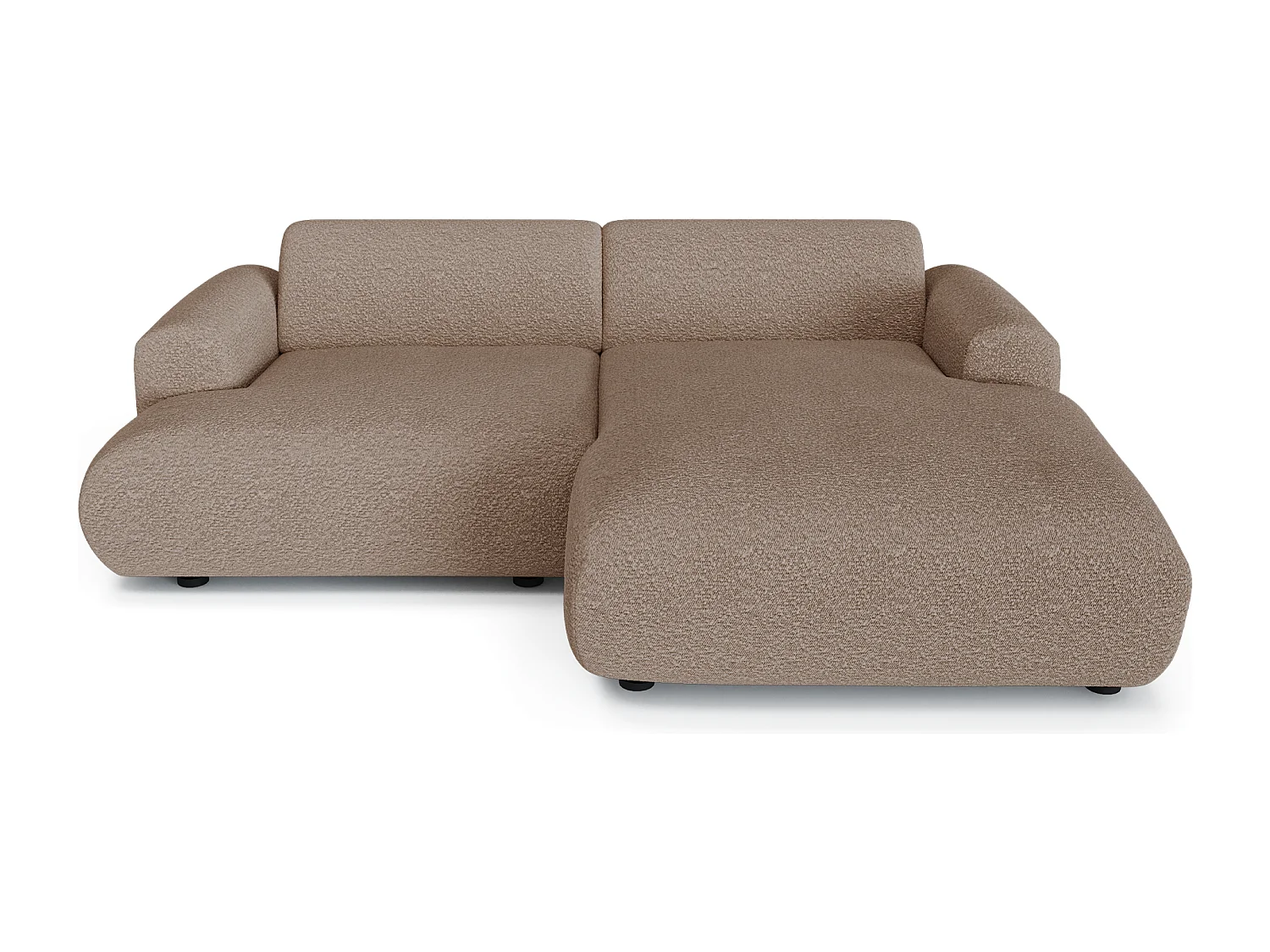 Canapé d'angle droit 4 places bouclette taupe 266cm MYRA