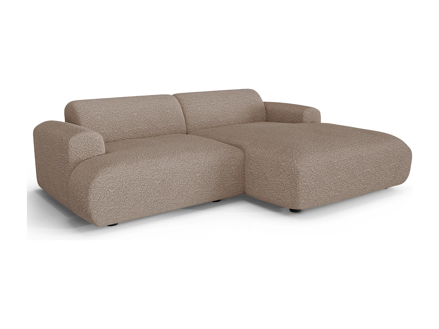 Canapé d'angle droit 4 places bouclette taupe 266cm MYRA