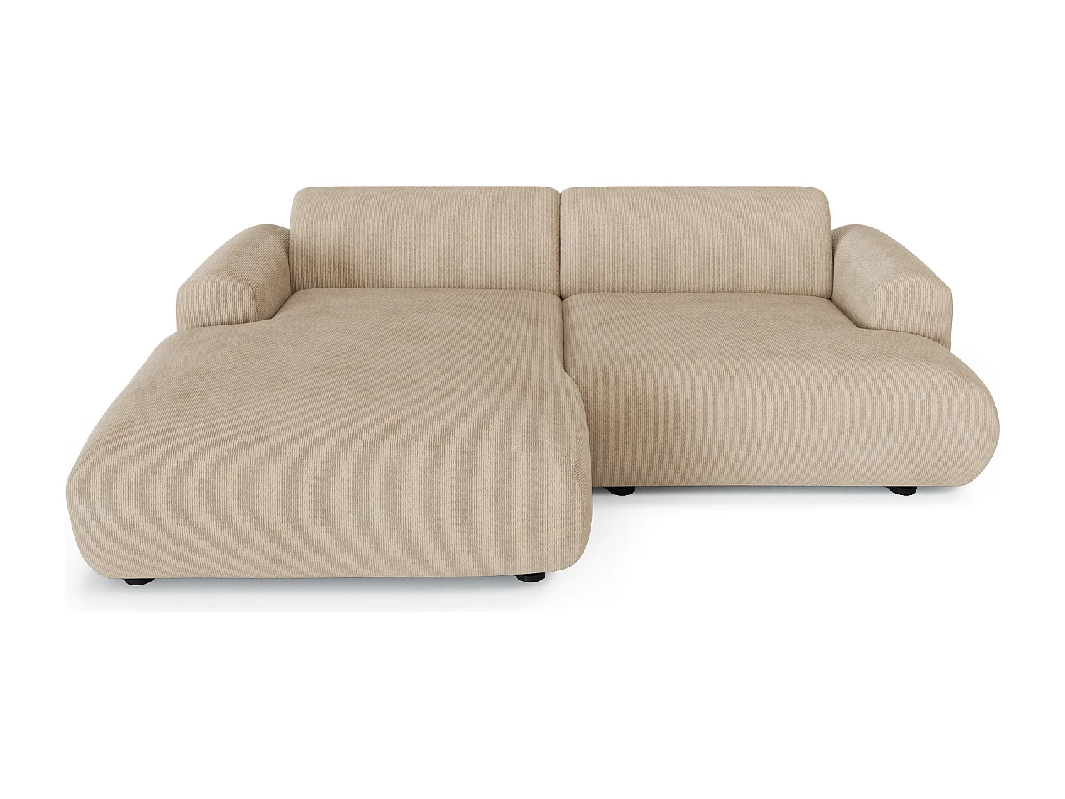 Canapé d'angle gauche 4 places velours côtelé beige 266cm MYRA