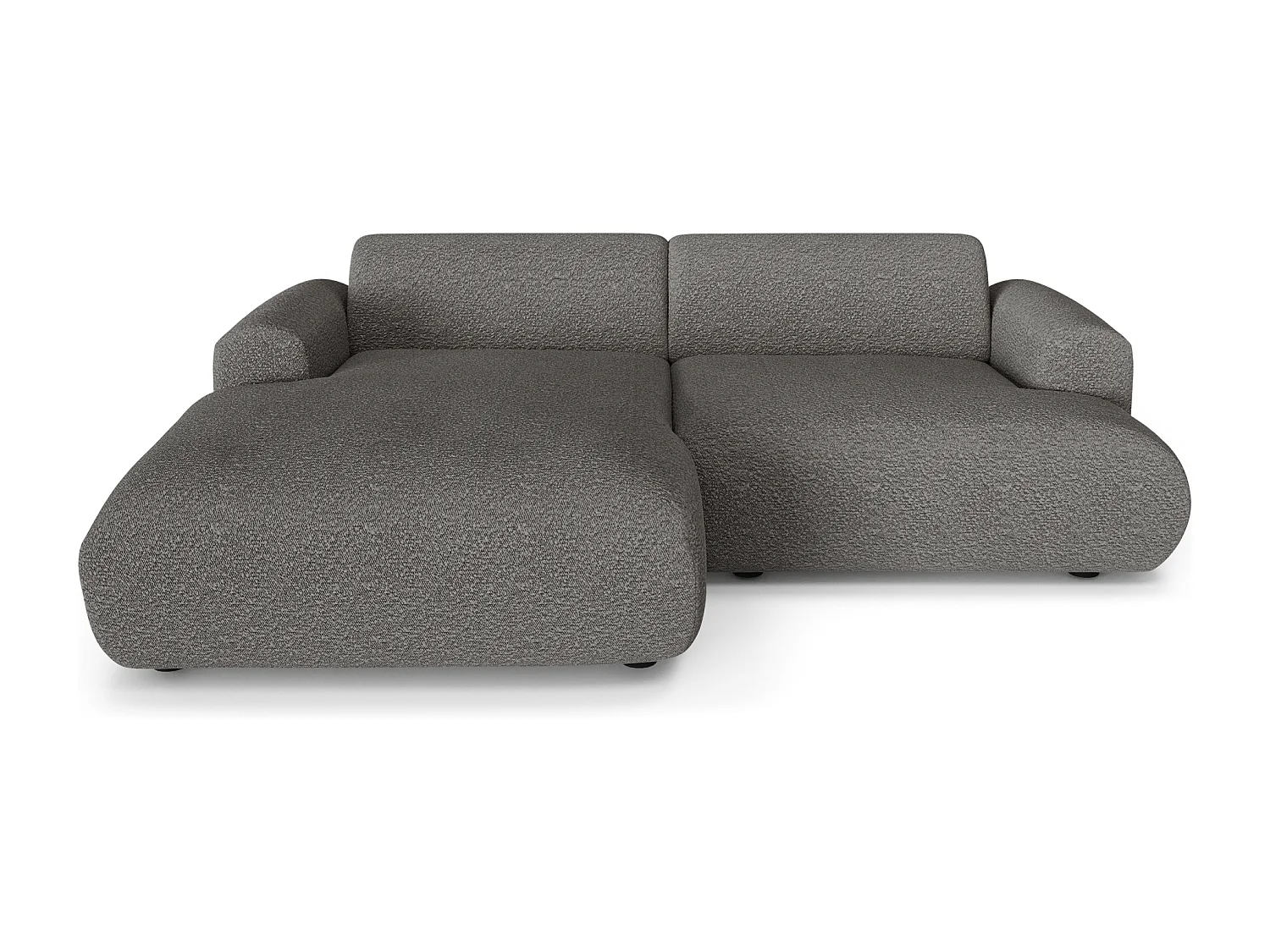 Canapé d'angle gauche 4 places bouclette gris graphite 266cm MYRA