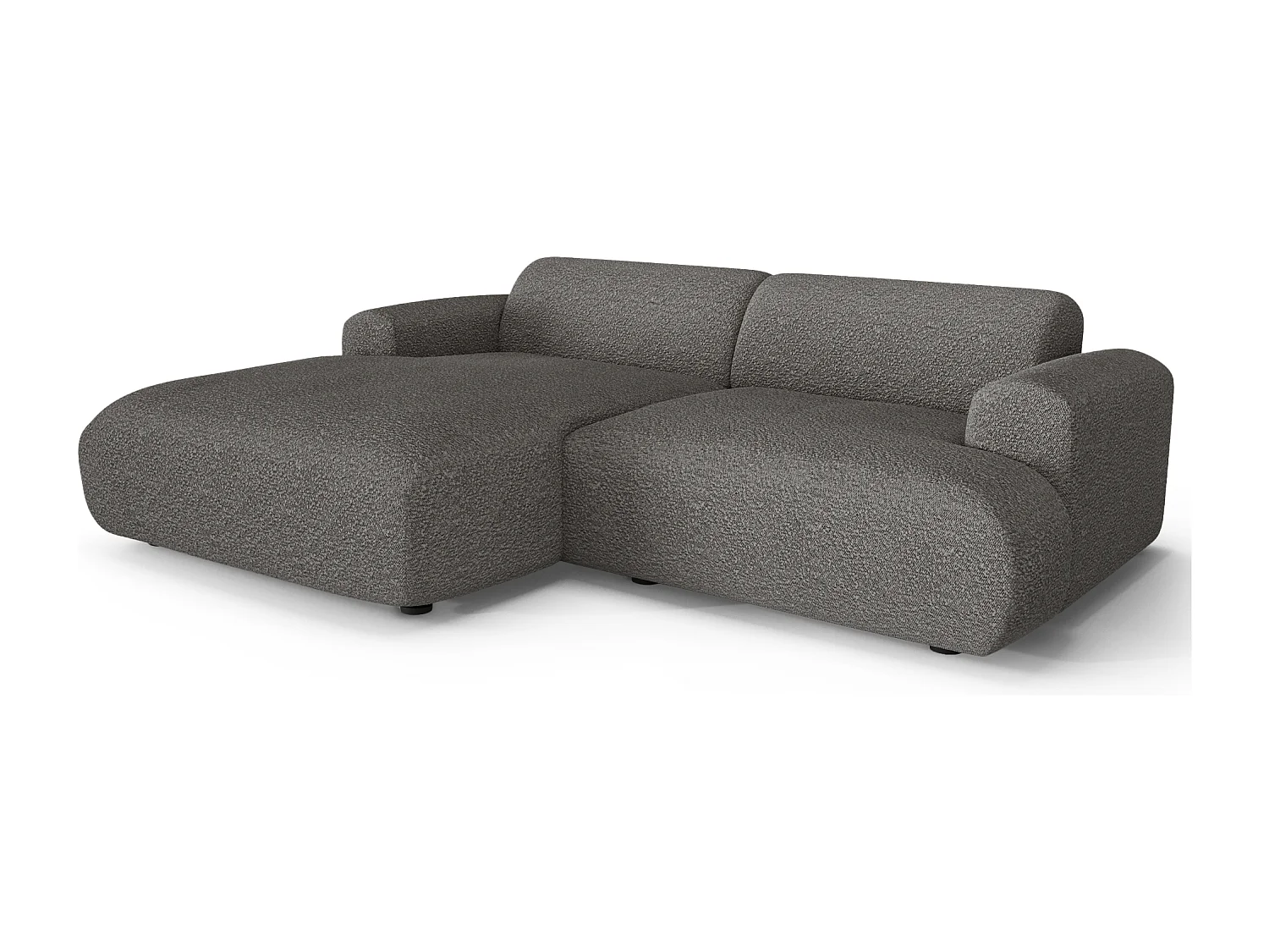 Canapé d'angle gauche 4 places bouclette gris graphite 266cm MYRA