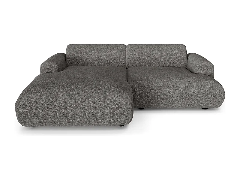 Canapé d'angle gauche 4 places bouclette gris graphite 266cm MYRA