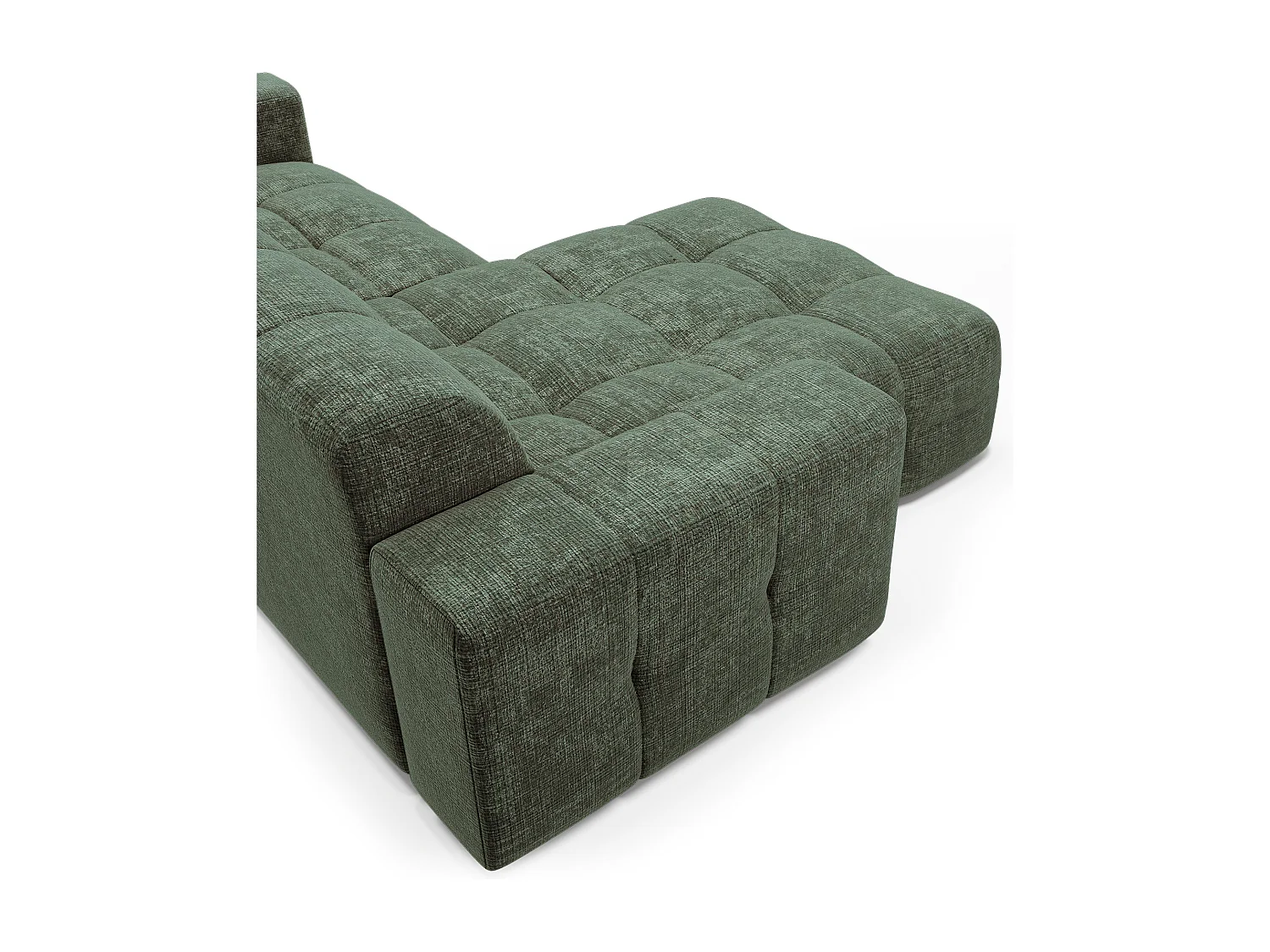 Canapé d'angle gauche 5 places velours gaufré vert émeraude MAEL