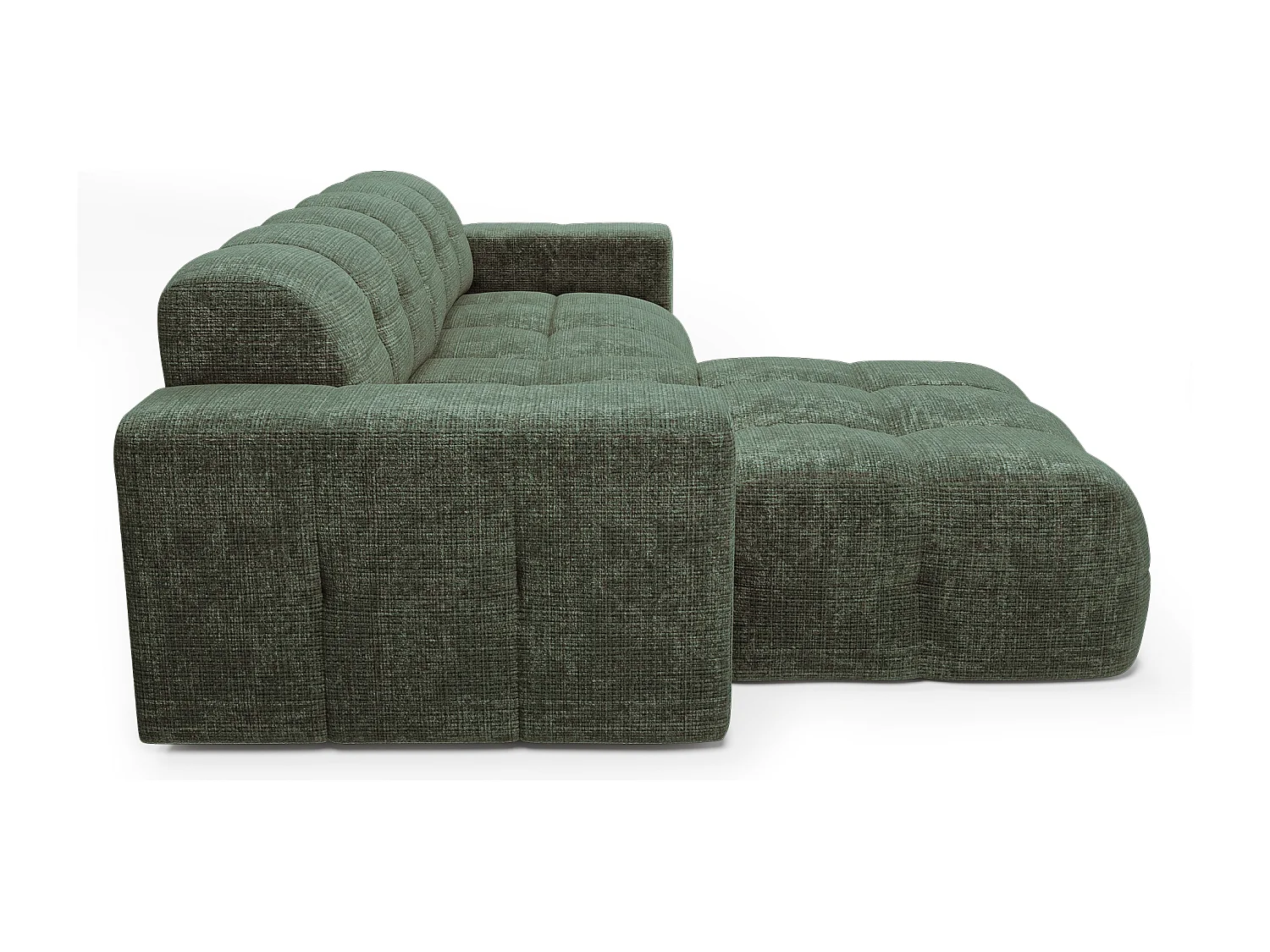 Canapé d'angle gauche 5 places velours gaufré vert émeraude MAEL