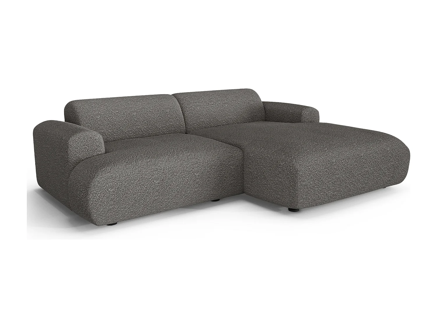 Canapé d'angle droit 4 places bouclette gris graphite 266cm MYRA