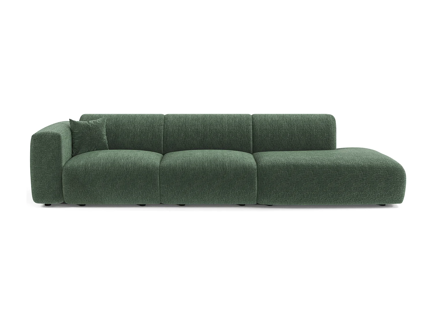 Canapé gauche 5 places velours à motifs vert émeraude 310cm MYRA