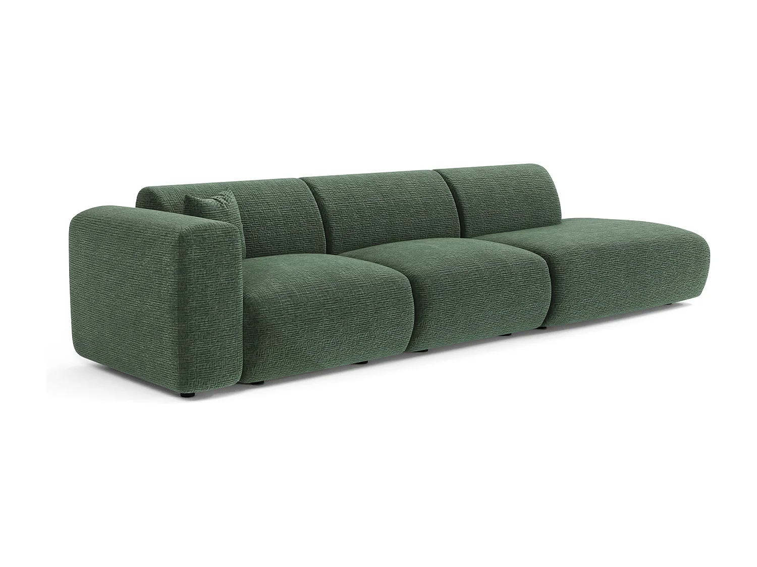 Canapé gauche 5 places velours à motifs vert émeraude 310cm MYRA