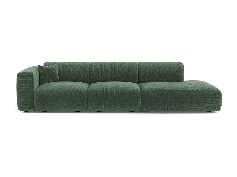 Canapé gauche 5 places velours à motifs vert émeraude 310cm MYRA