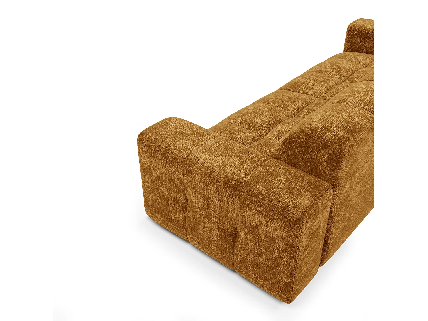 Canapé 4 places velours gaufré moutarde MAEL