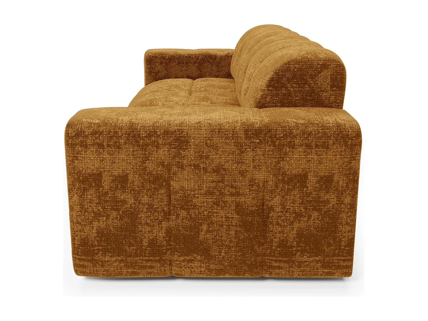 Canapé 4 places velours gaufré moutarde MAEL