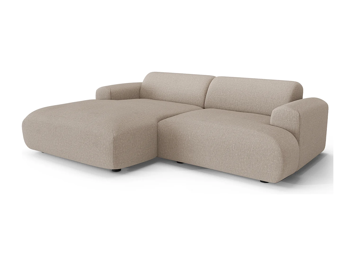 Canapé d'angle gauche 4 places tissu tramé beige 266cm MYRA