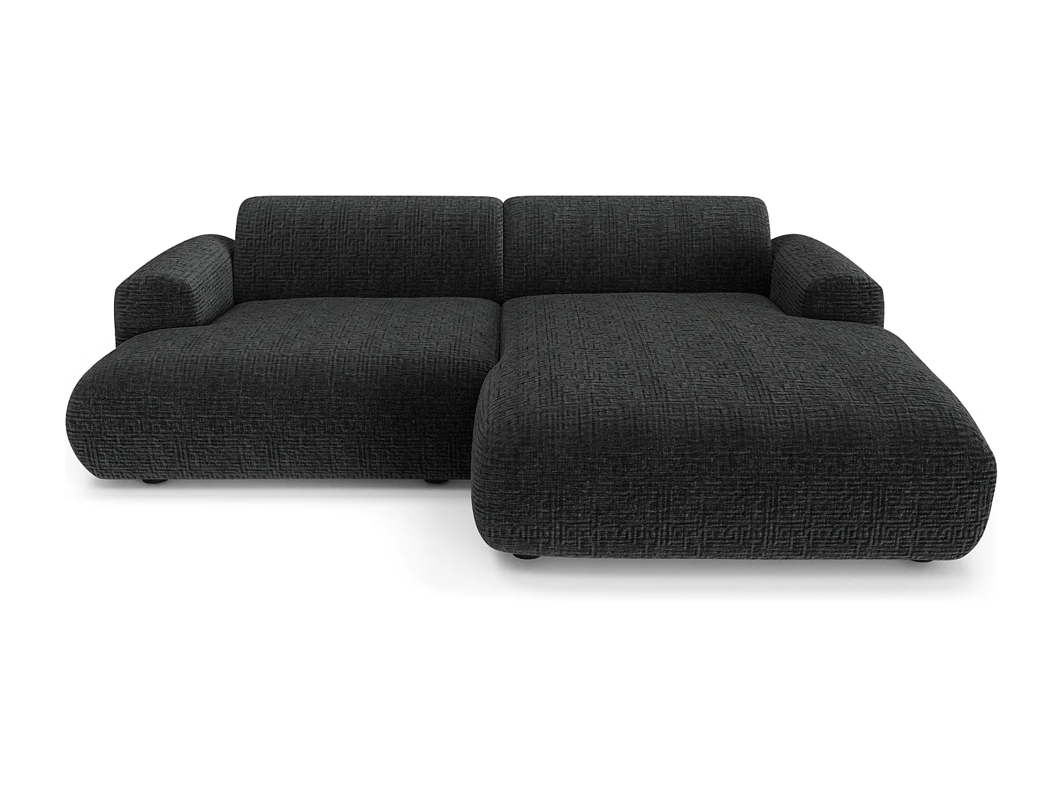 Canapé d'angle droit 4 places velours à motifs noir 266cm MYRA