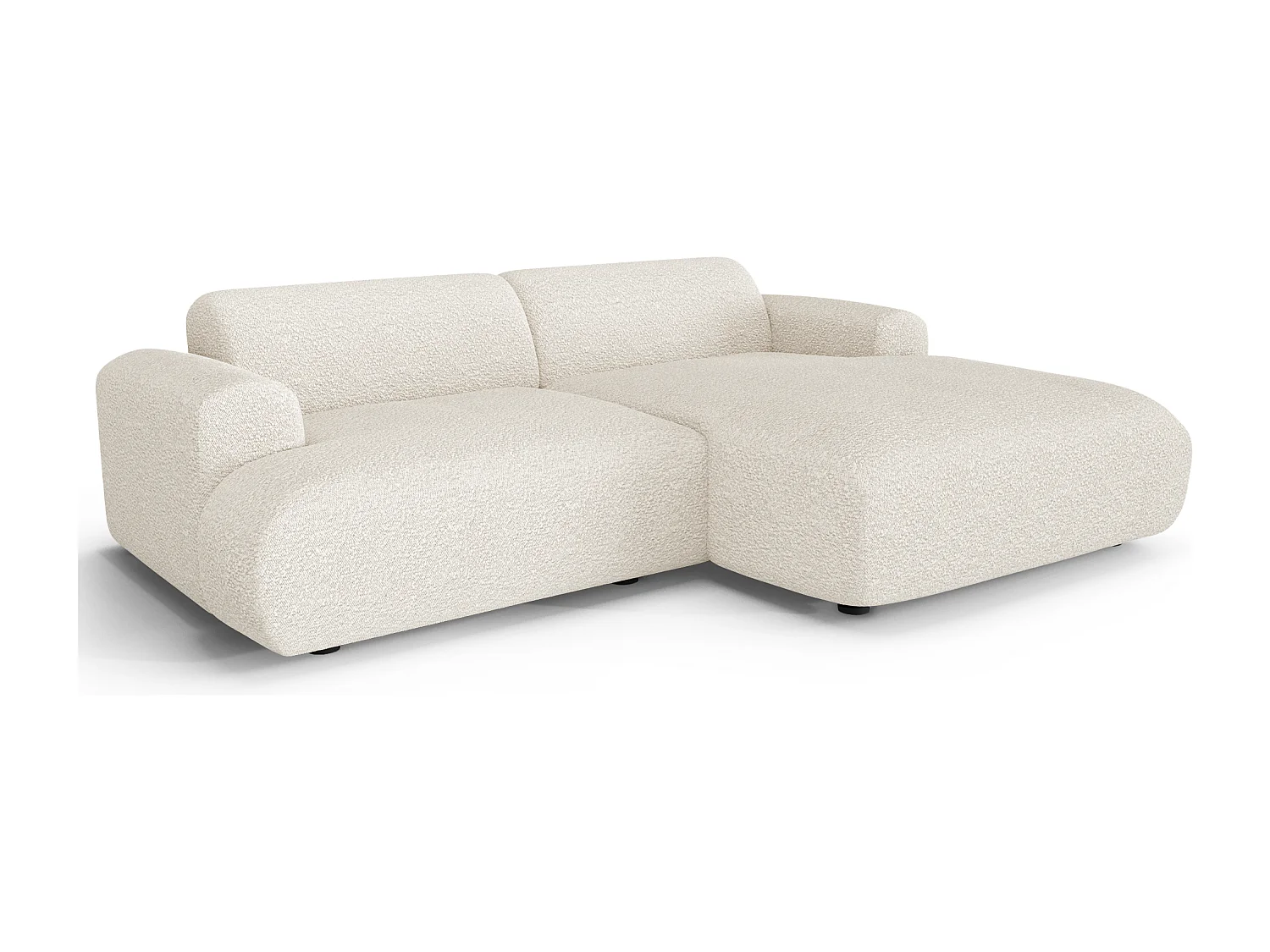 Canapé d'angle droit 4 places bouclette crème 266cm MYRA