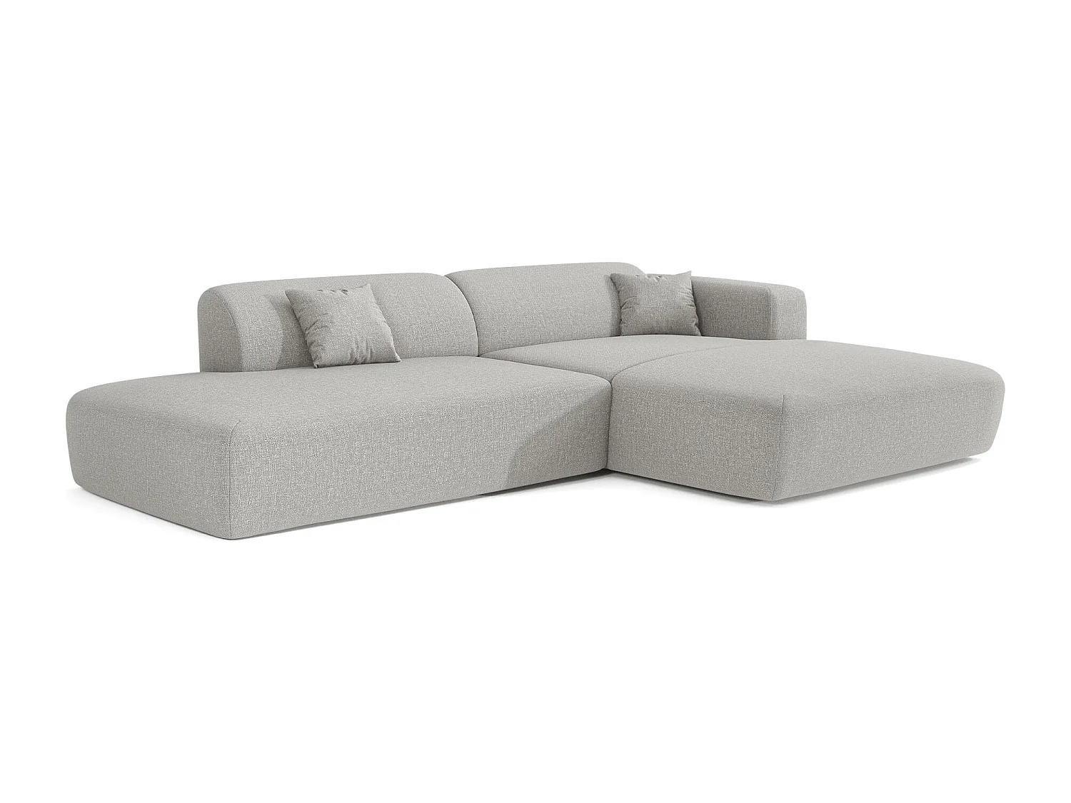 Canapé d'angle droit 5 places en tissu gris clair MYRA