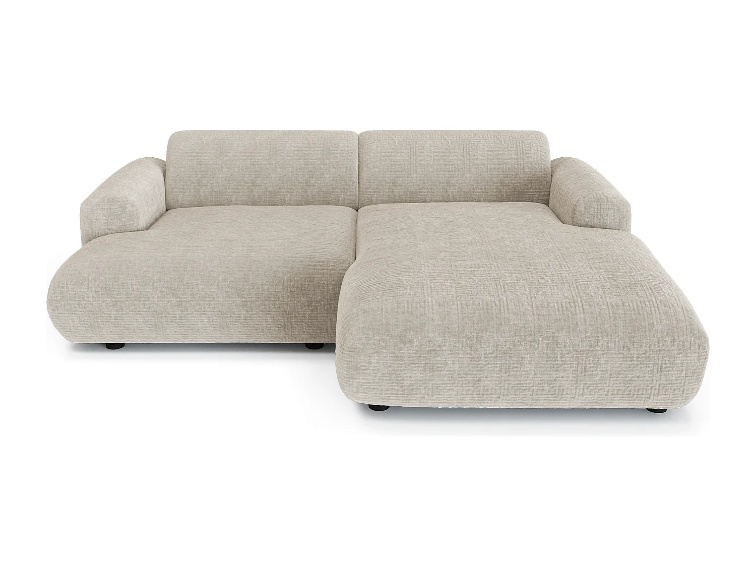 Canapé d'angle droit 4 places MYRA en velours à motifs beige