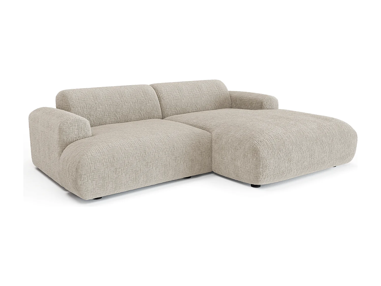 Canapé d'angle droit 4 places MYRA en velours à motifs beige