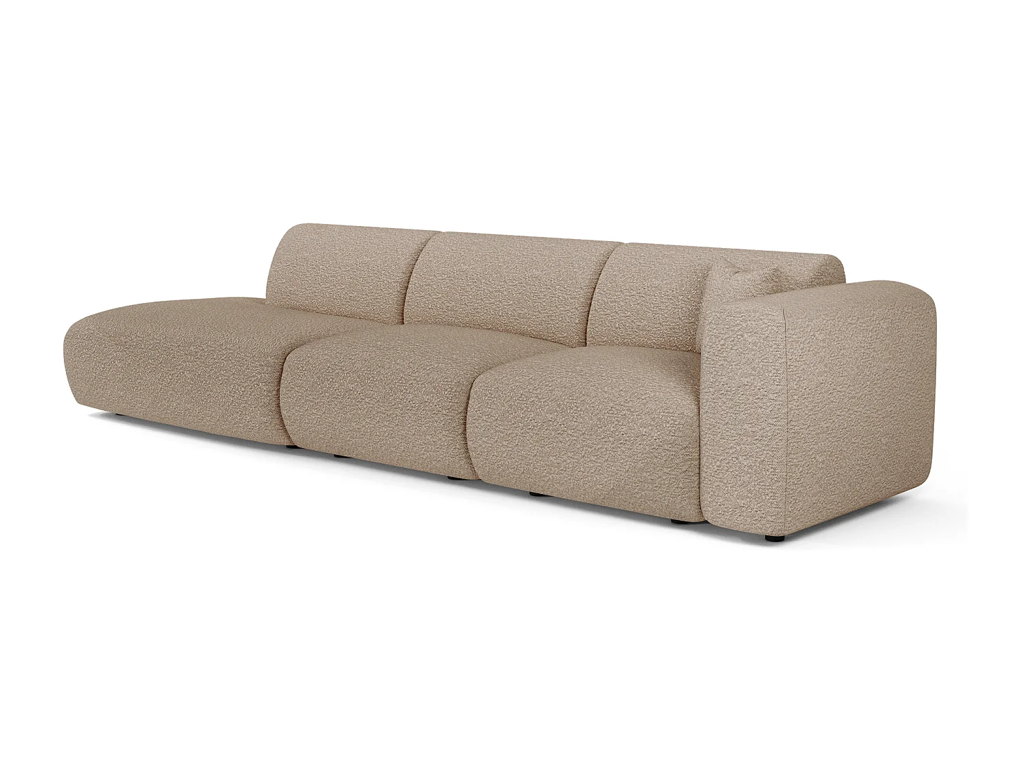 Canapé droit 5 places bouclette taupe 310cm MYRA