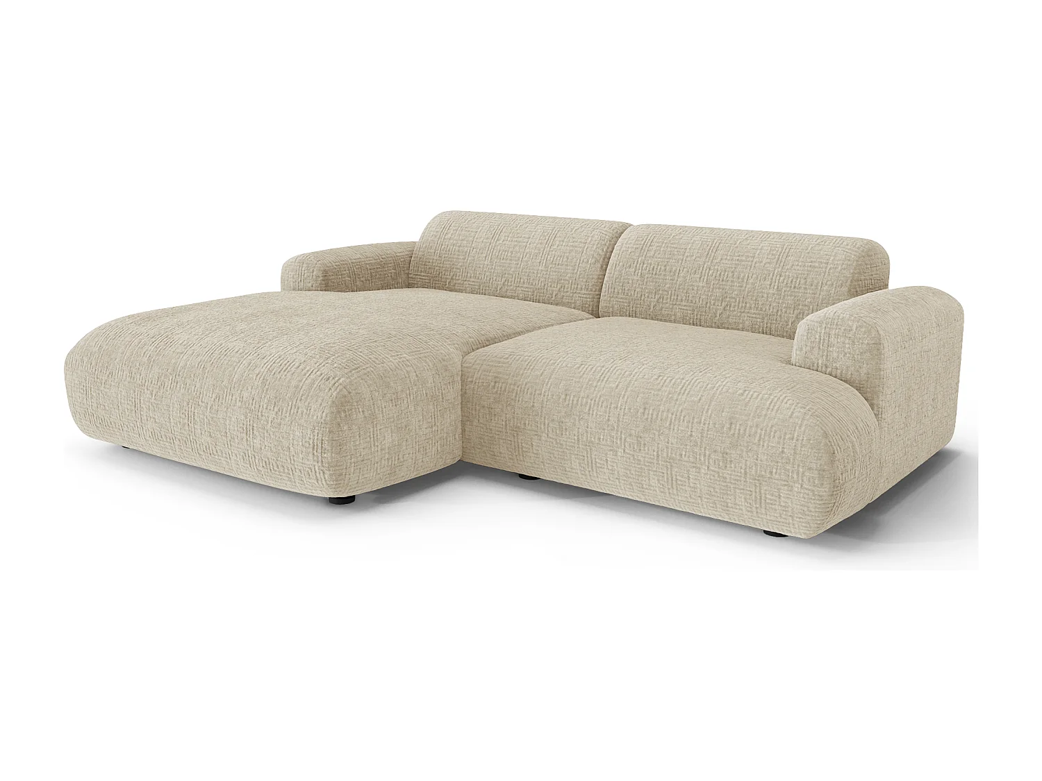 Canapé d'angle gauche 4 places velours à motifs crème 266cm MYRA