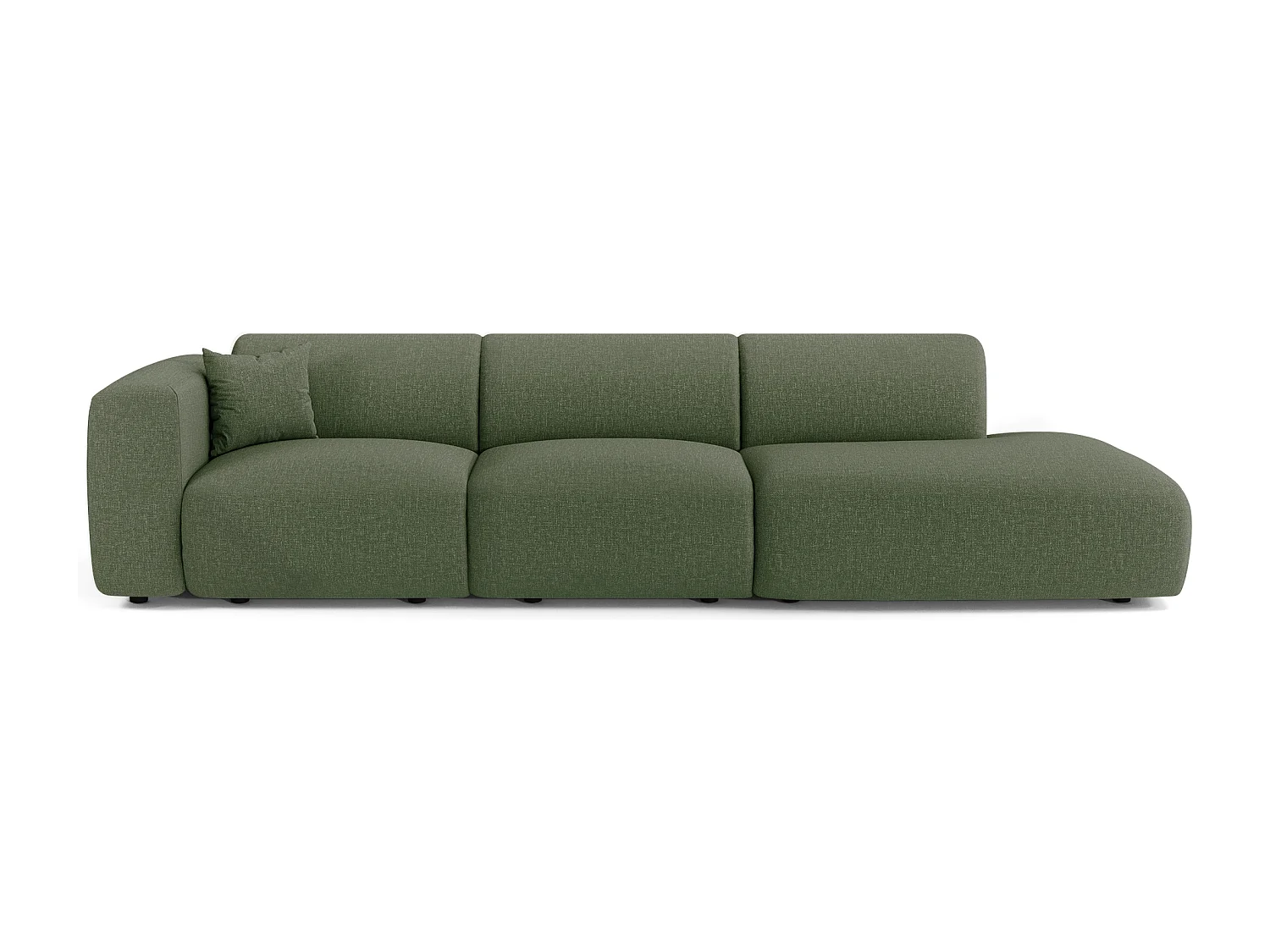 Canapé gauche 5 places tissu tramé vert olive 310cm MYRA