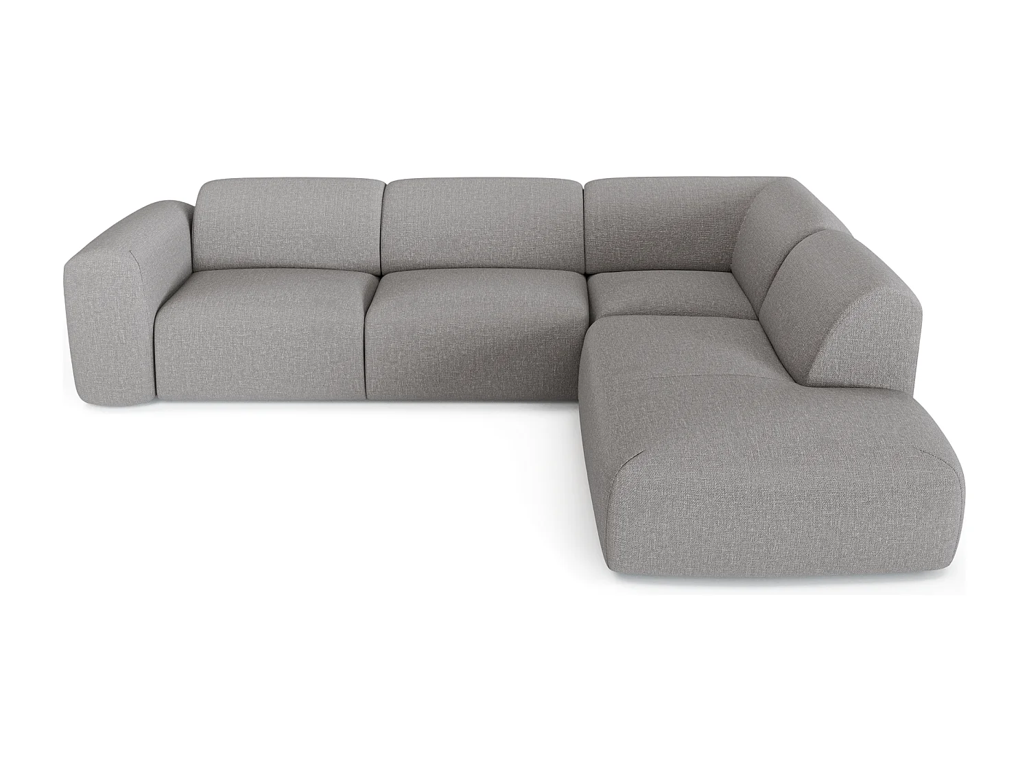 Canapé grand angle droit 5 places tissu tramé gris clair MYRA