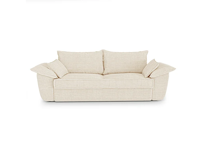 Canapé 3 places velours côtelé crème 230cm SASHA