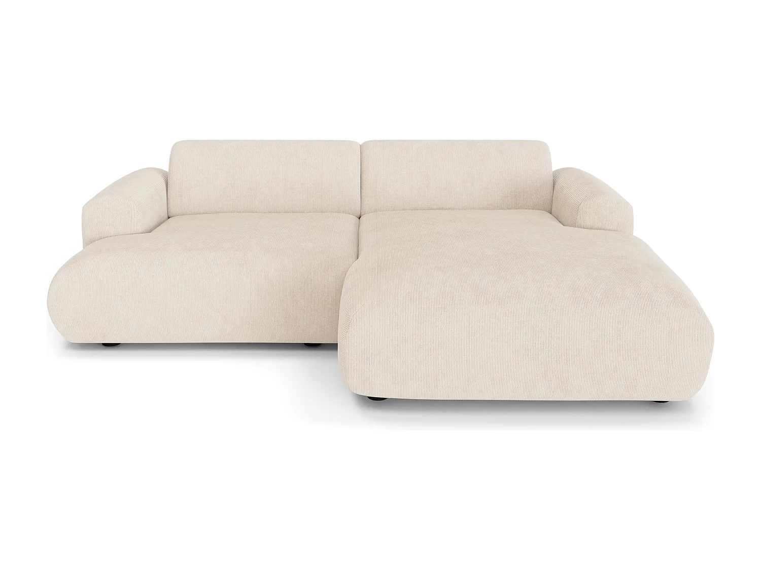 Canapé d'angle droit 4 places velours côtelé crème 266cm MYRA