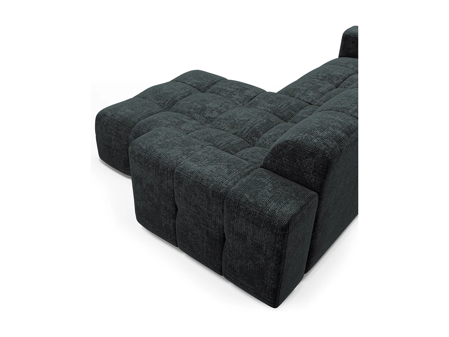 Canapé d'angle droit 5 places velours gaufré gris anthracite MAEL