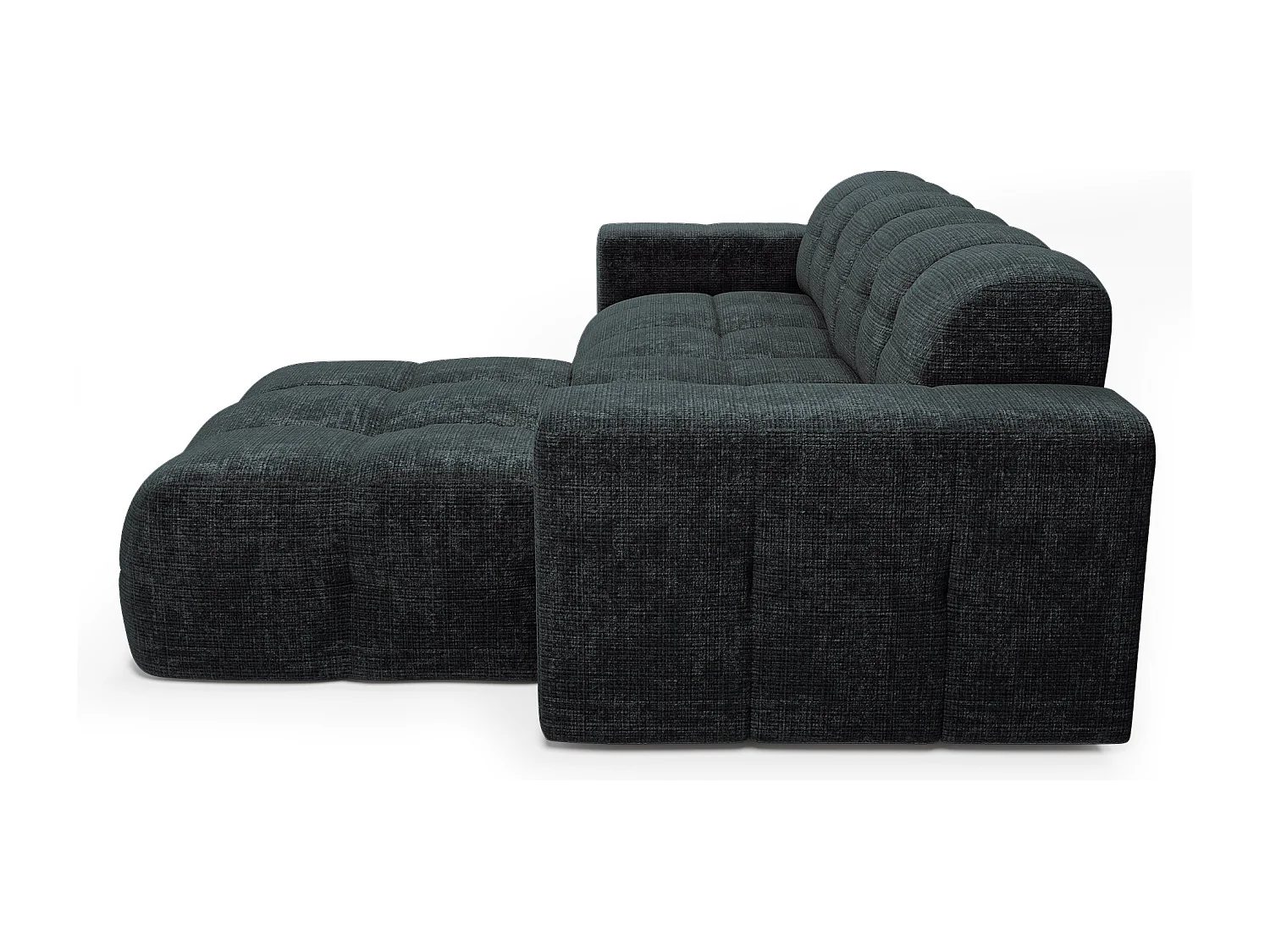 Canapé d'angle droit 5 places velours gaufré gris anthracite MAEL