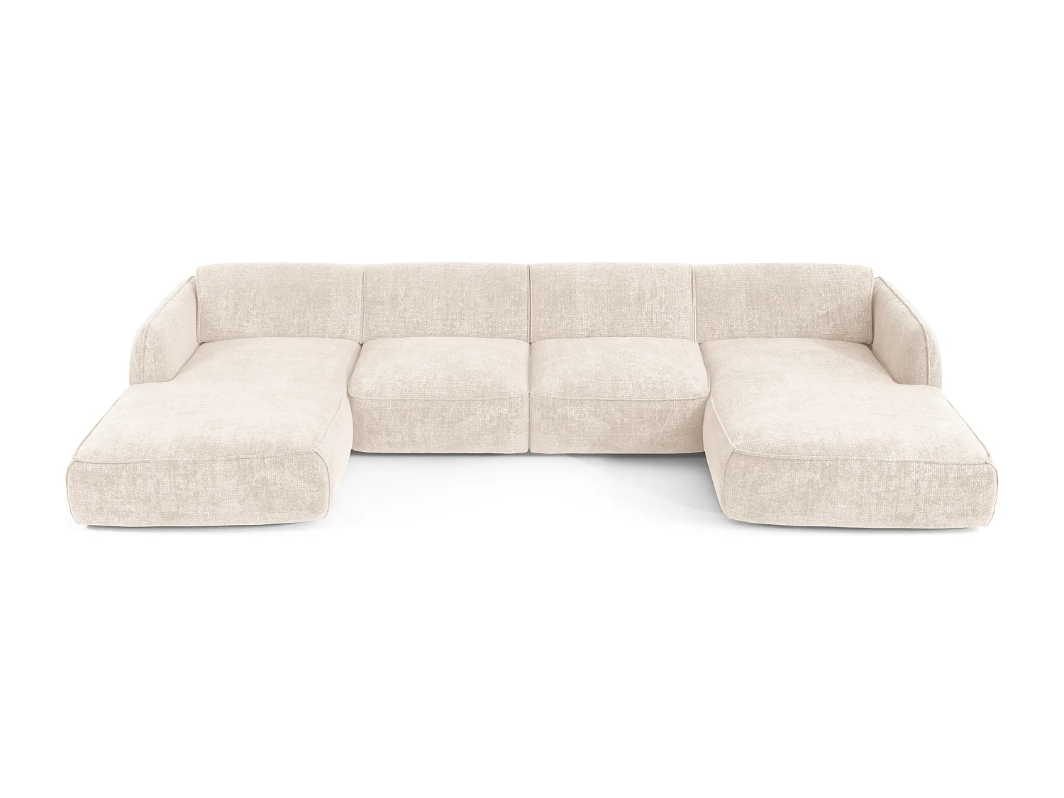 Canapé panoramique 7 places velours tramé crème LIVIA