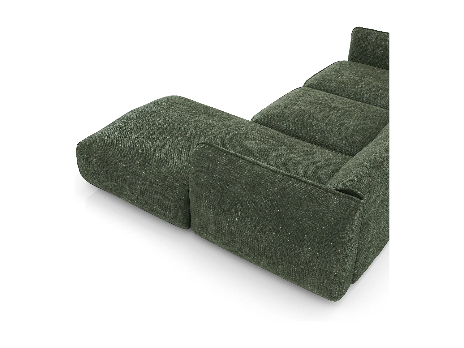 Canapé d'angle droit velours tramé vert olive LIVIA