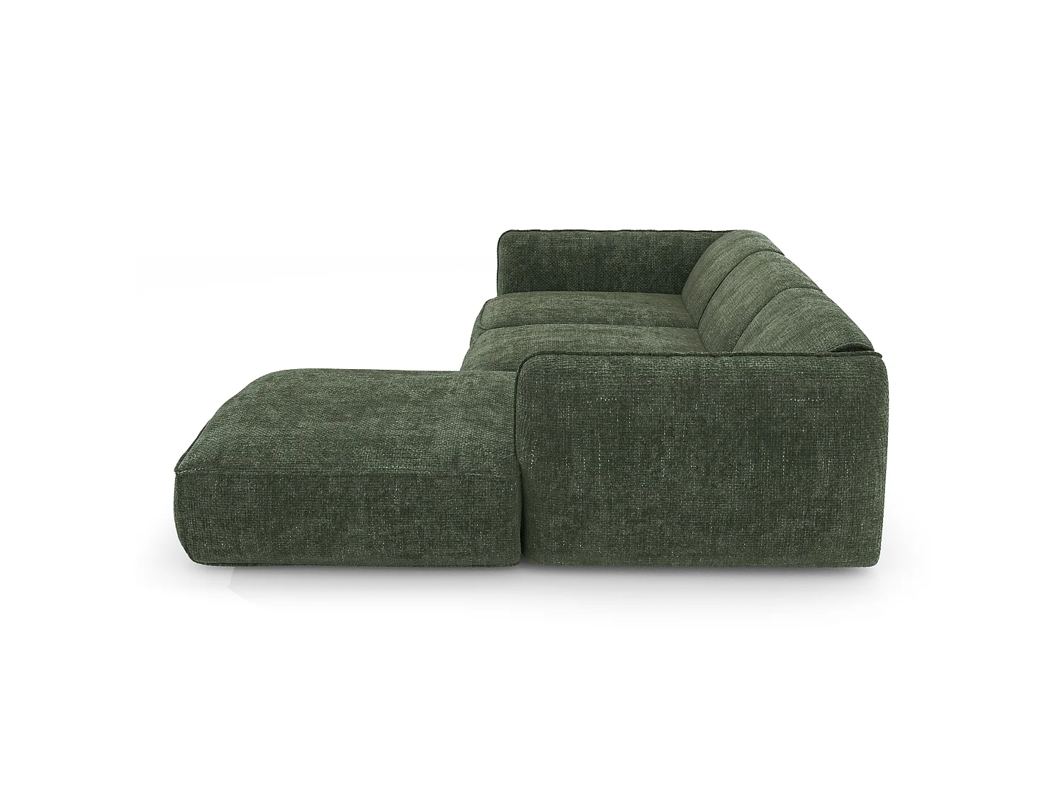 Canapé d'angle droit 5 places en velours vert LIVIA
