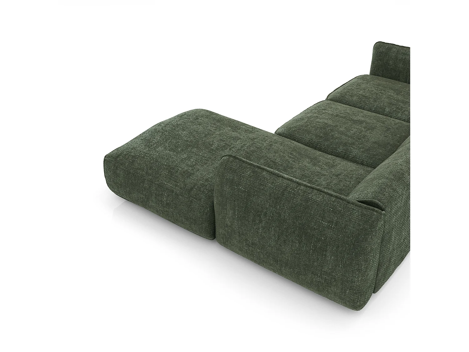 Canapé d'angle droit 5 places en velours vert LIVIA